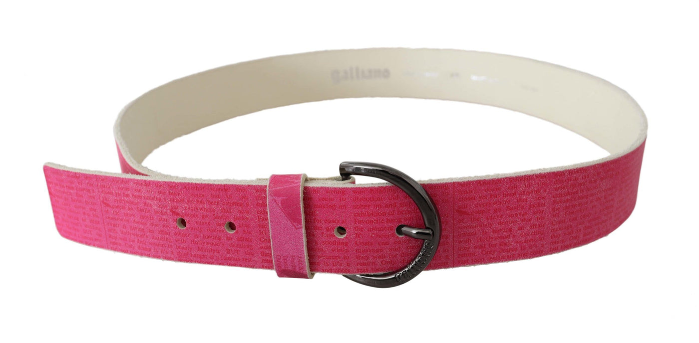 John Galliano Rosa Leder Brief Logo Design Runde Schnalle Gürtel