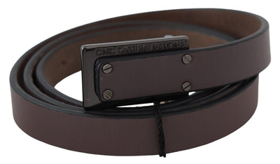 Costume National Braunes Leder Tactical Logo Schnalle Dunkel