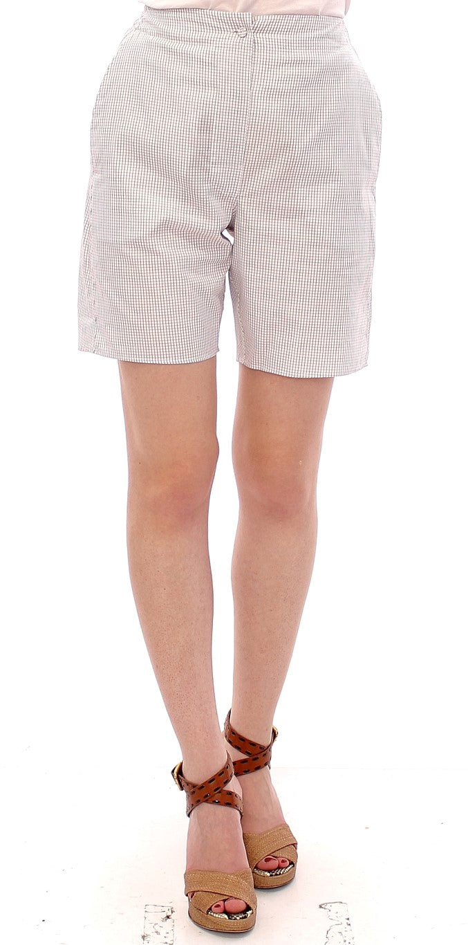 Andrea Incontri Weiß karierte Shorts aus Stretch-Baumwolle