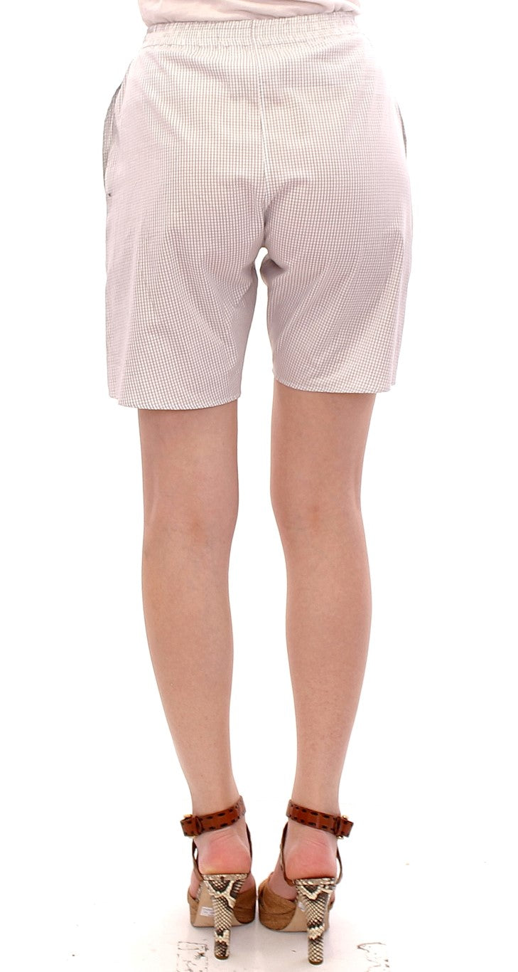 Andrea Incontri Weiß karierte Shorts aus Stretch-Baumwolle