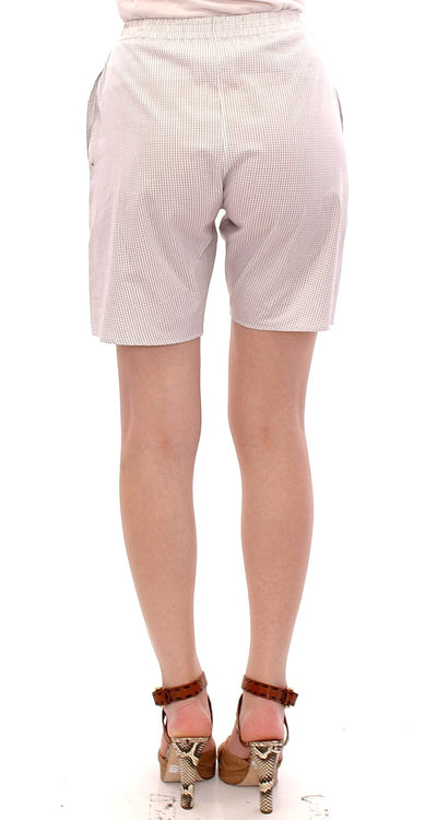 Andrea Incontri Weiß karierte Shorts aus Stretch-Baumwolle