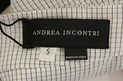 Andrea Incontri Weiß karierte Shorts aus Stretch-Baumwolle