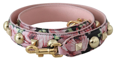 Dolce & Gabbana Rosa geblümte Tasche mit goldenen Nieten Accessoire Schulterriemen