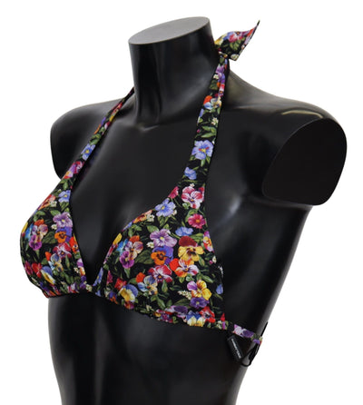 Dolce & Gabbana Schwarzer Blumendruck Badeanzug Beachwear Bikinioberteile