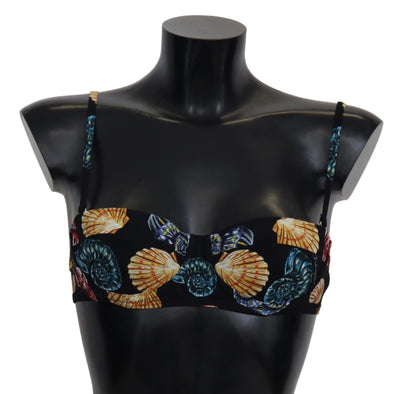 Dolce & Gabbana Schwarze Muscheln Print Damen Bademode Bikini-Oberteile