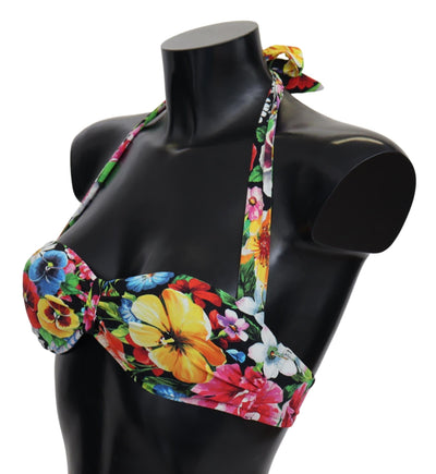 Dolce & Gabbana Mehrfarbige Bikini-Oberteile mit Blumendruck in Bademode
