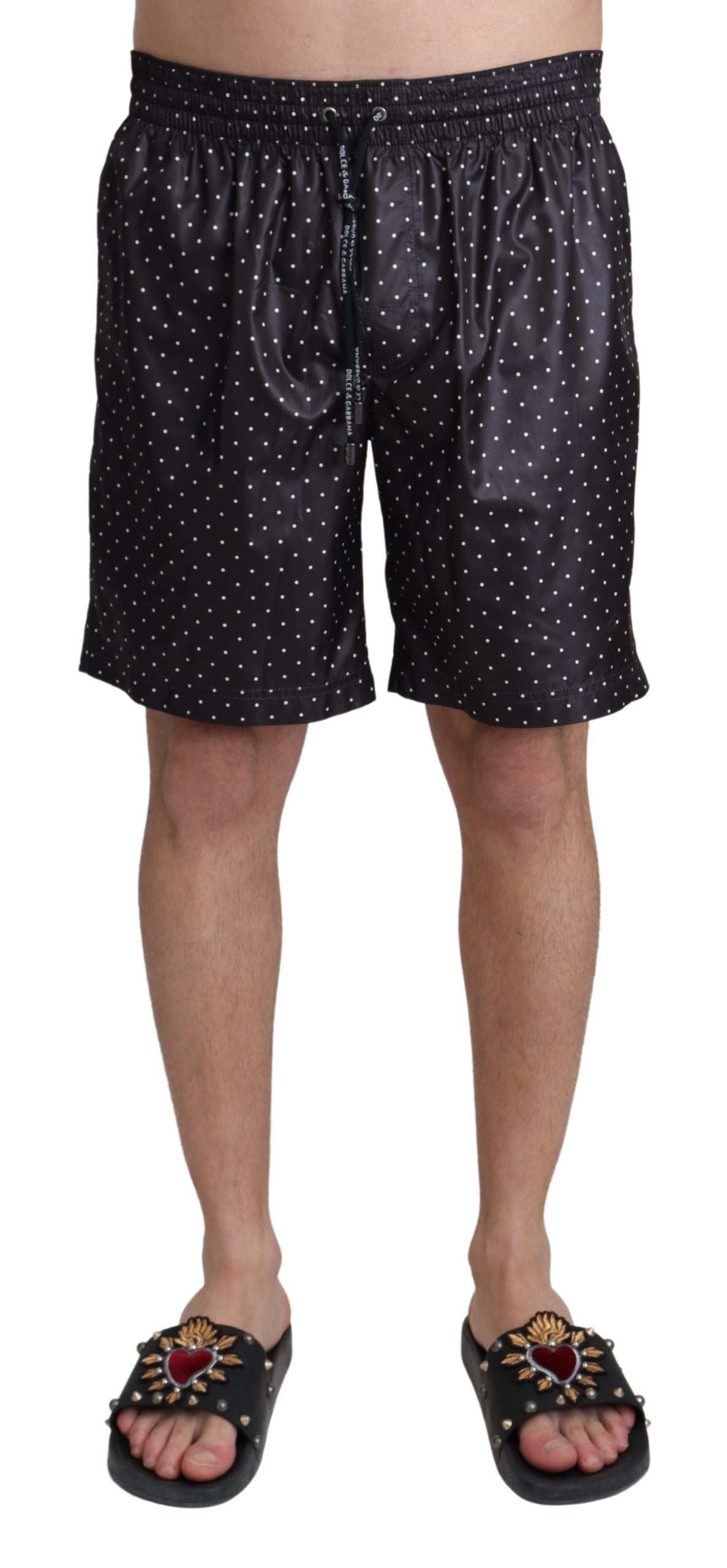 Dolce & Gabbana Schwarzer Polka Dot Print Bademode Bademode