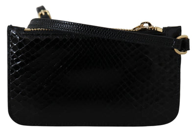 Dolce & Gabbana Schwarzes Leder Portemonnaie Handtäschchen Spiegel Agnese Brieftasche