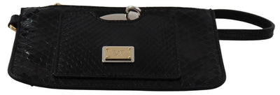 Dolce & Gabbana Schwarzes Leder Portemonnaie Handtäschchen Spiegel Agnese Brieftasche