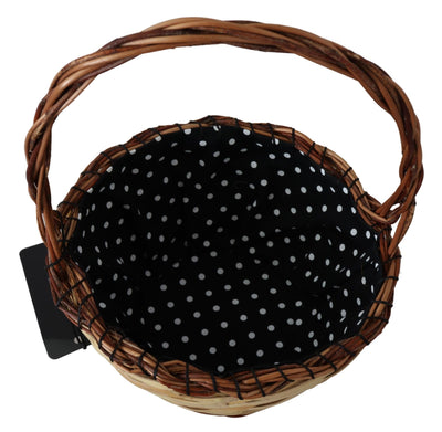 Dolce & Gabbana Beige Holz Weide Rattan Korb Tragetasche