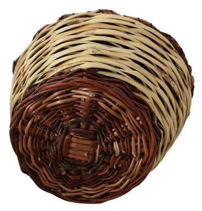 Dolce & Gabbana Beige Holz Weide Rattan Korb Tragetasche