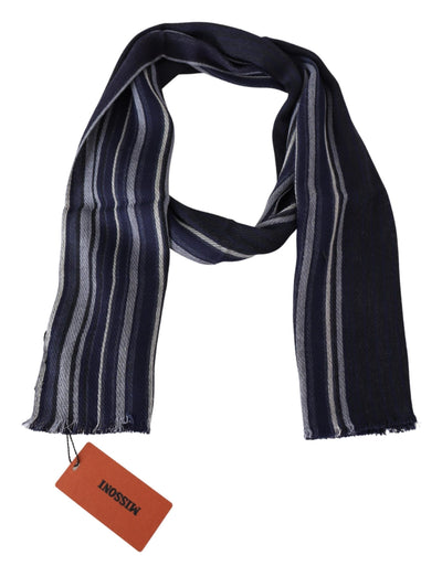 Missoni Multicolor Wolle gestreift Unisex Wrap Fransen Schal
