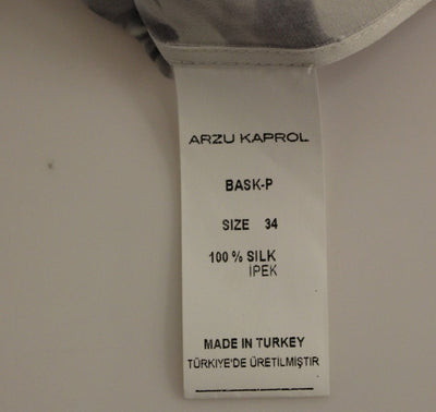 Arzu Kaprol Grau Blau Seide Ärmelloses Top Shirt Bluse