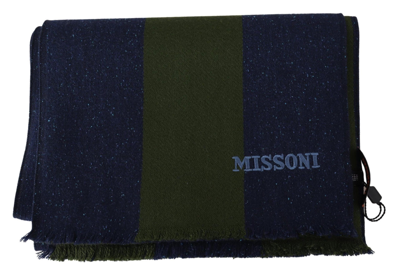 Missoni Grün gestreiftes Wolltuch Unisex Halswickel Schal Blau
