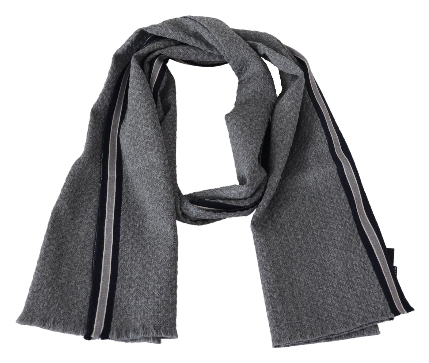 Missoni Graue Streifen Muster 100% Wolle Unisex Hals Wrap Schal