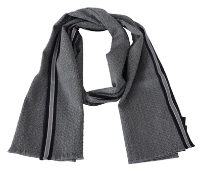 Missoni Graue Streifen Muster 100% Wolle Unisex Hals Wrap Schal
