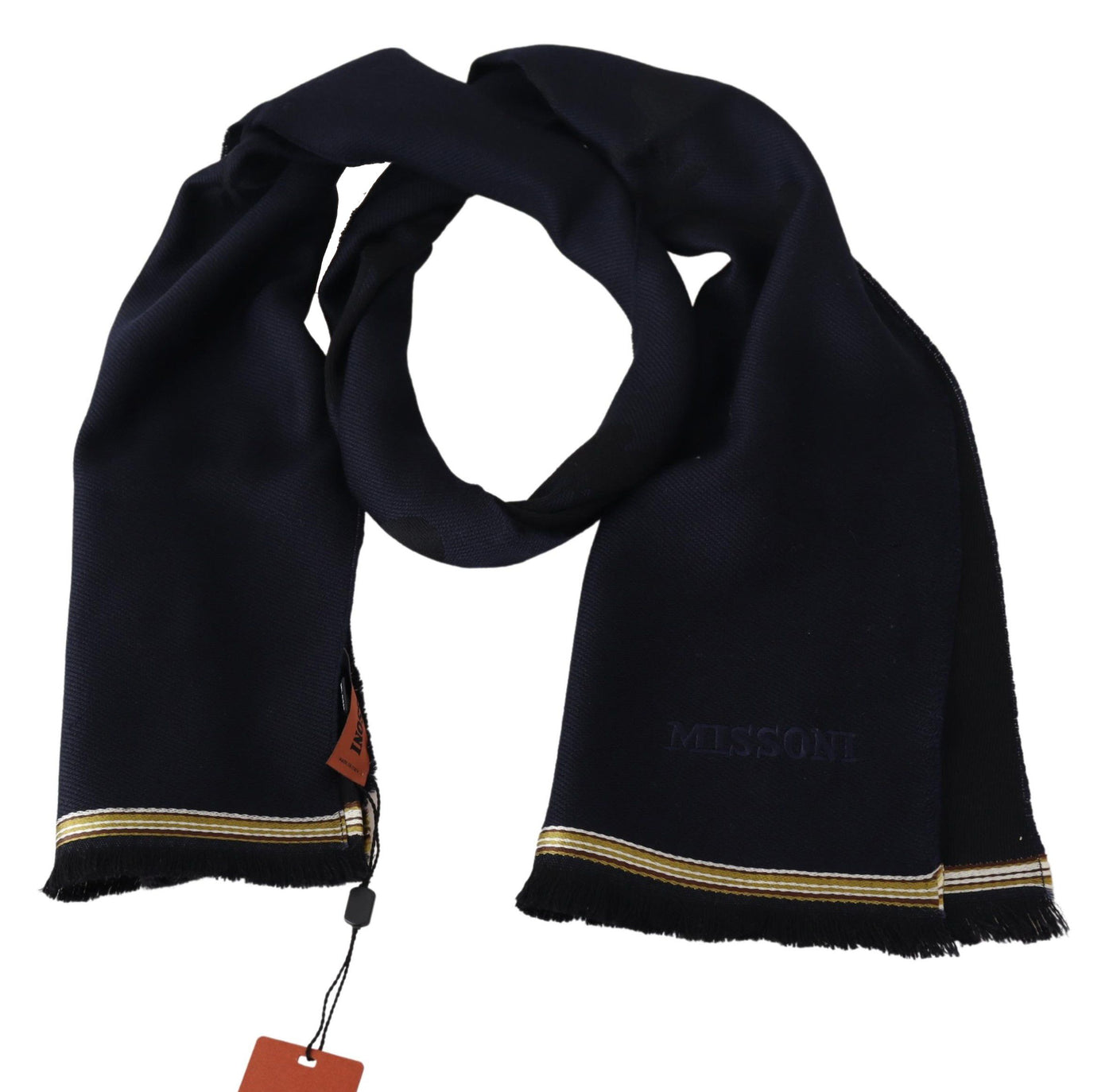 Missoni Schwarz 100% Wolle Unisex Hals wickeln Fransen Schal
