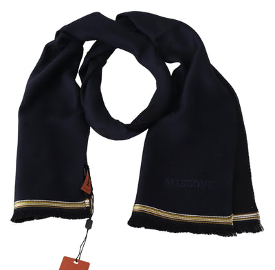 Missoni Schwarz 100% Wolle Unisex Hals wickeln Fransen Schal