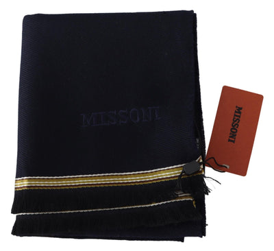 Missoni Schwarz 100% Wolle Unisex Hals wickeln Fransen Schal