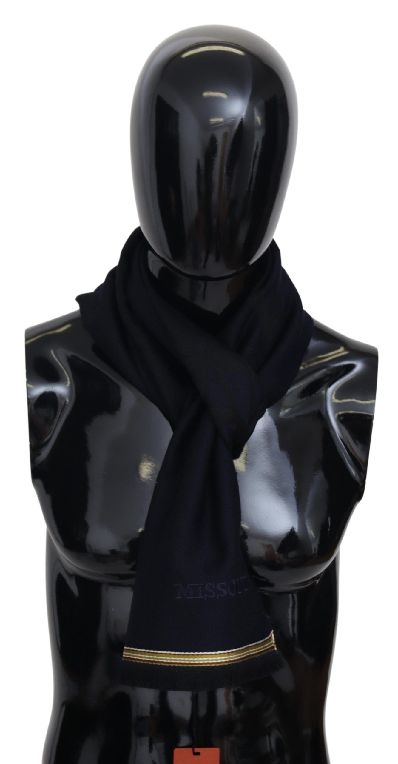 Missoni Schwarz 100% Wolle Unisex Hals wickeln Fransen Schal