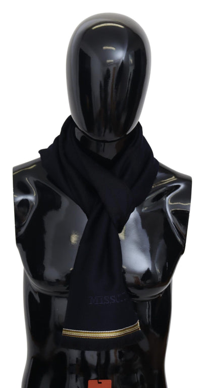 Missoni Schwarz 100% Wolle Unisex Hals wickeln Fransen Schal