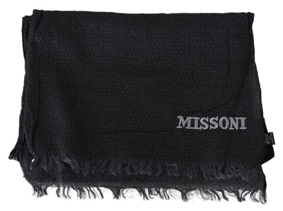 Missoni Schwarzer Wollstrick-Unisex-Halswickelschal
