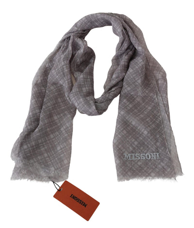 Missoni Grauer karierter Wollschal Unisex-Halstuch
