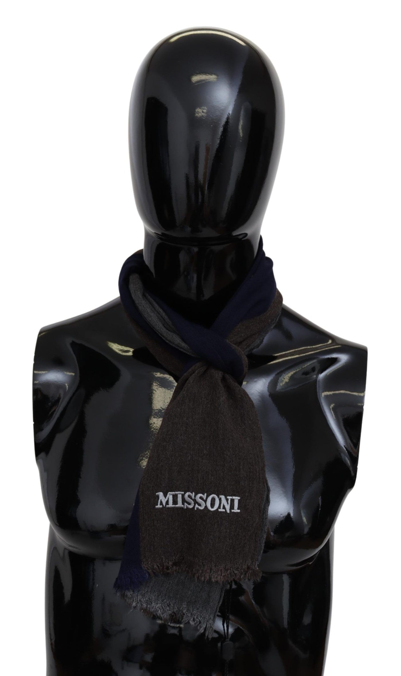 Missoni Mehrfarbig gestreifter Wolle Unisex-Wickel-Fransenschal