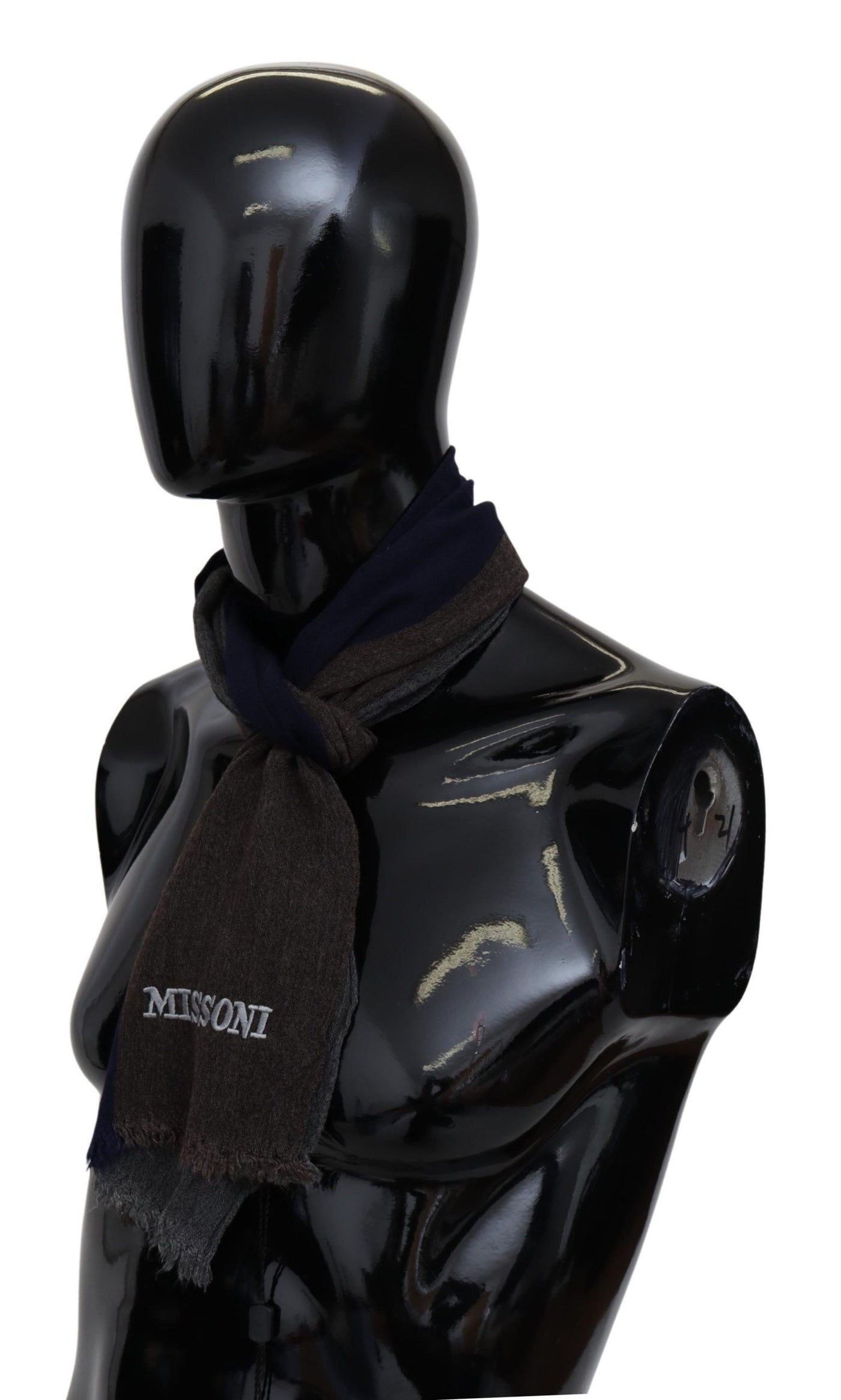 Missoni Mehrfarbig gestreifter Wolle Unisex-Wickel-Fransenschal