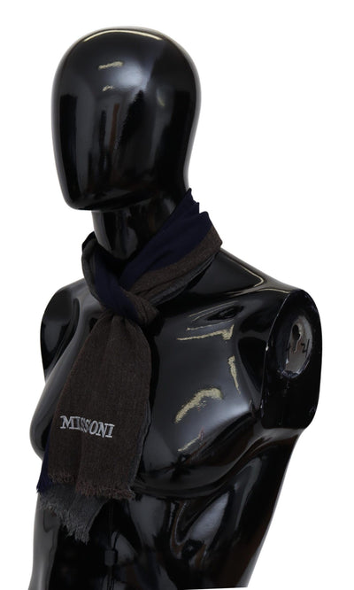 Missoni Mehrfarbig gestreifter Wolle Unisex-Wickel-Fransenschal