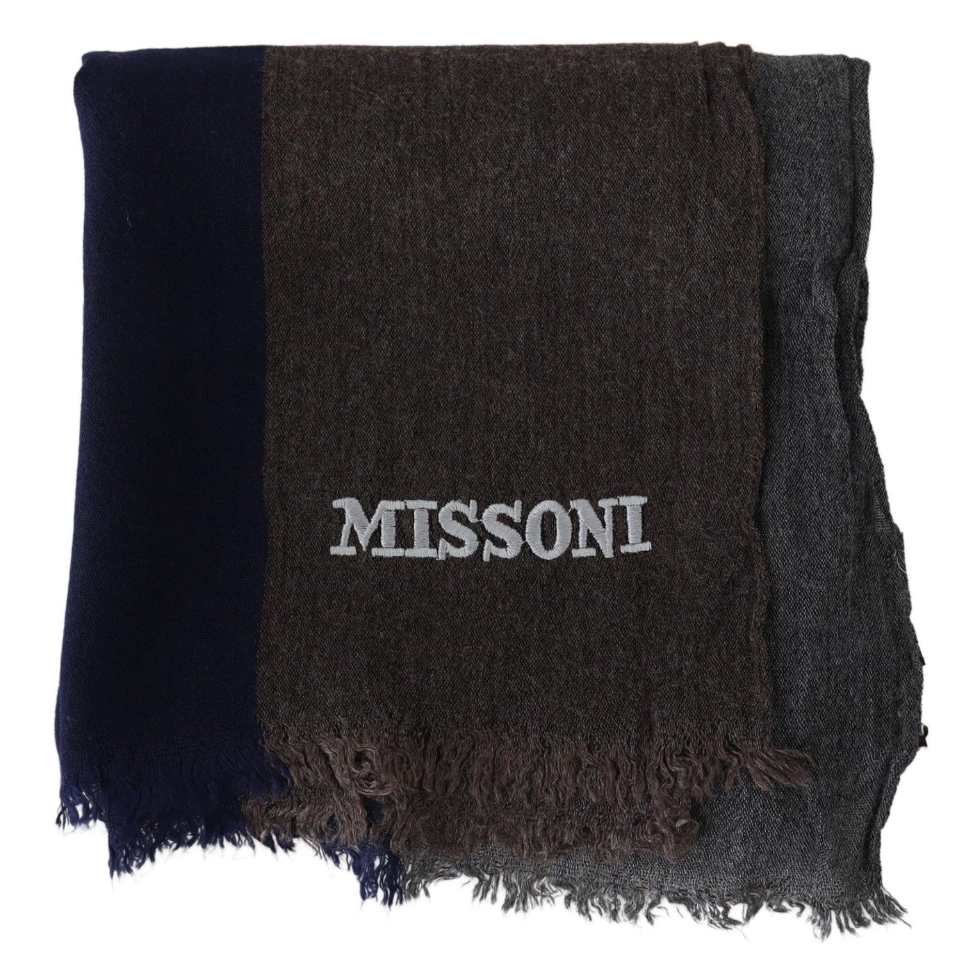 Missoni Mehrfarbig gestreifter Wolle Unisex-Wickel-Fransenschal