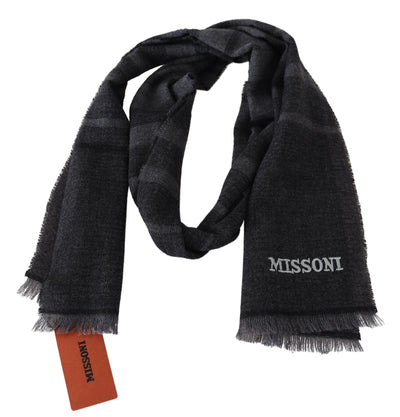 Missoni Schwarz gestreifter Unisex-Wollschal