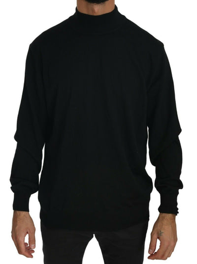 MILA SCHÖN Schwarzer Rollkragenpullover Top Schurwollpullover