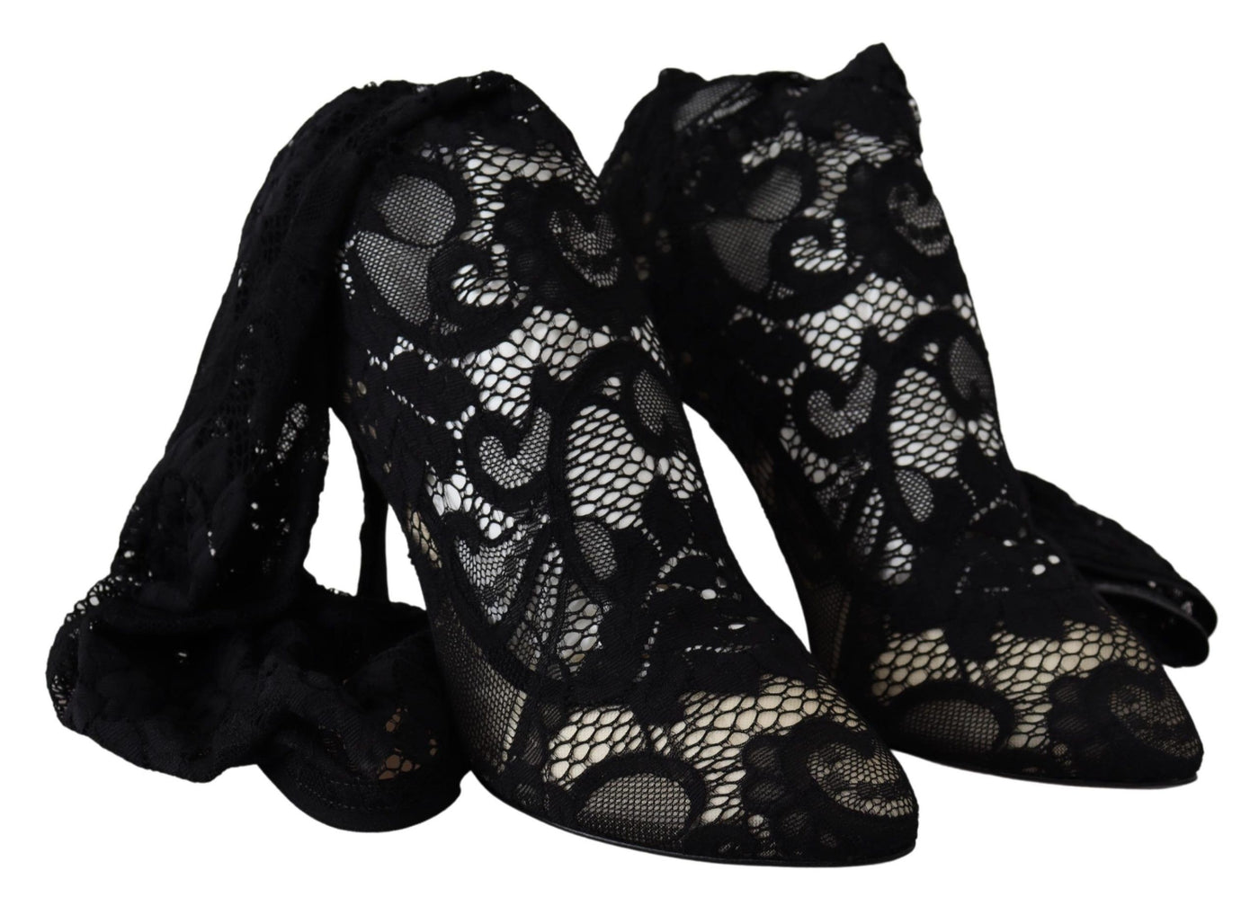 Dolce & Gabbana Schwarz Taormina Spitze Socken Stiefel Schuhe Pumps