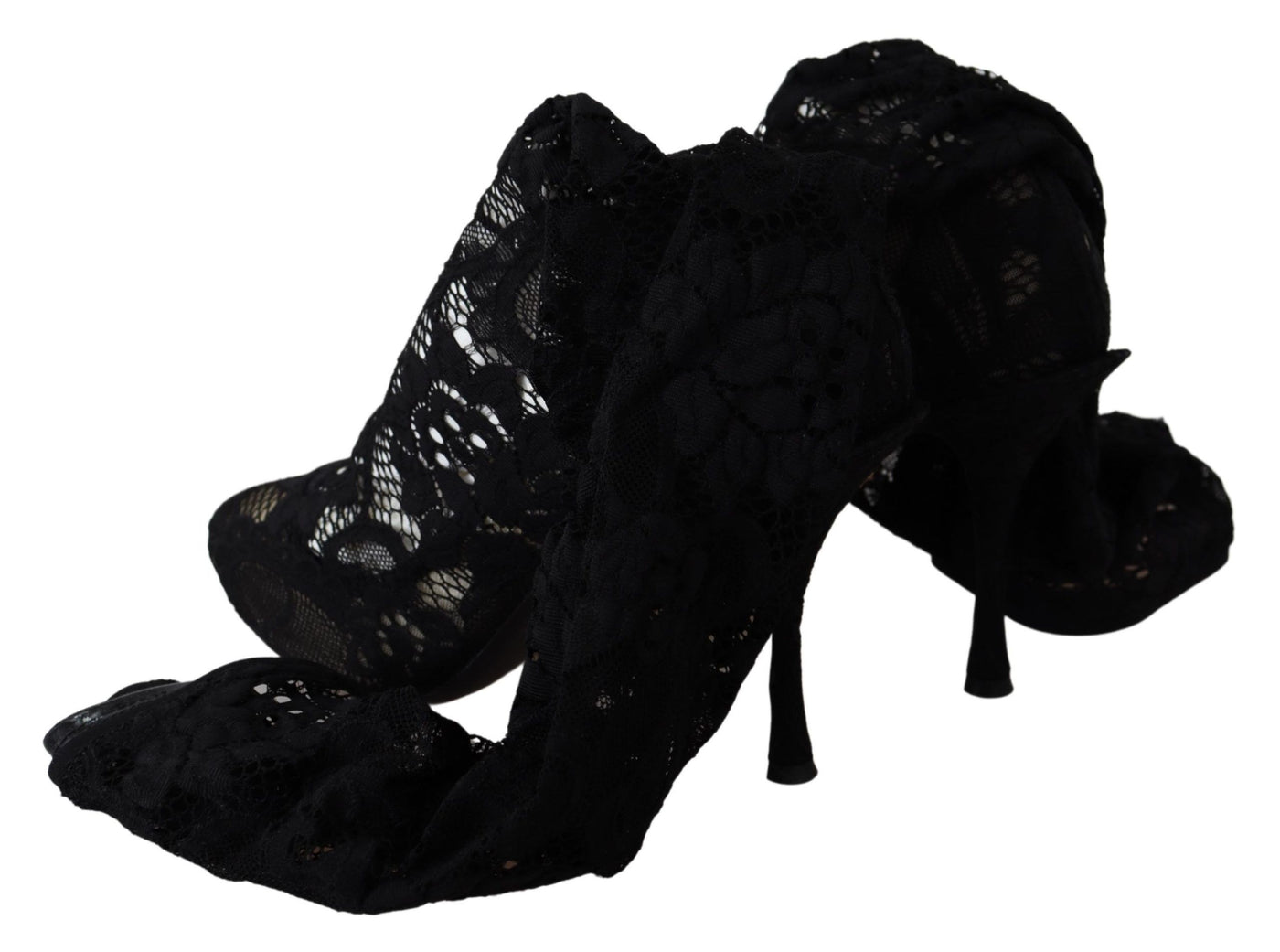 Dolce & Gabbana Schwarz Taormina Spitze Socken Stiefel Schuhe Pumps