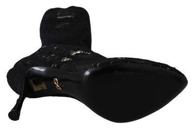 Dolce & Gabbana Schwarz Taormina Spitze Socken Stiefel Schuhe Pumps