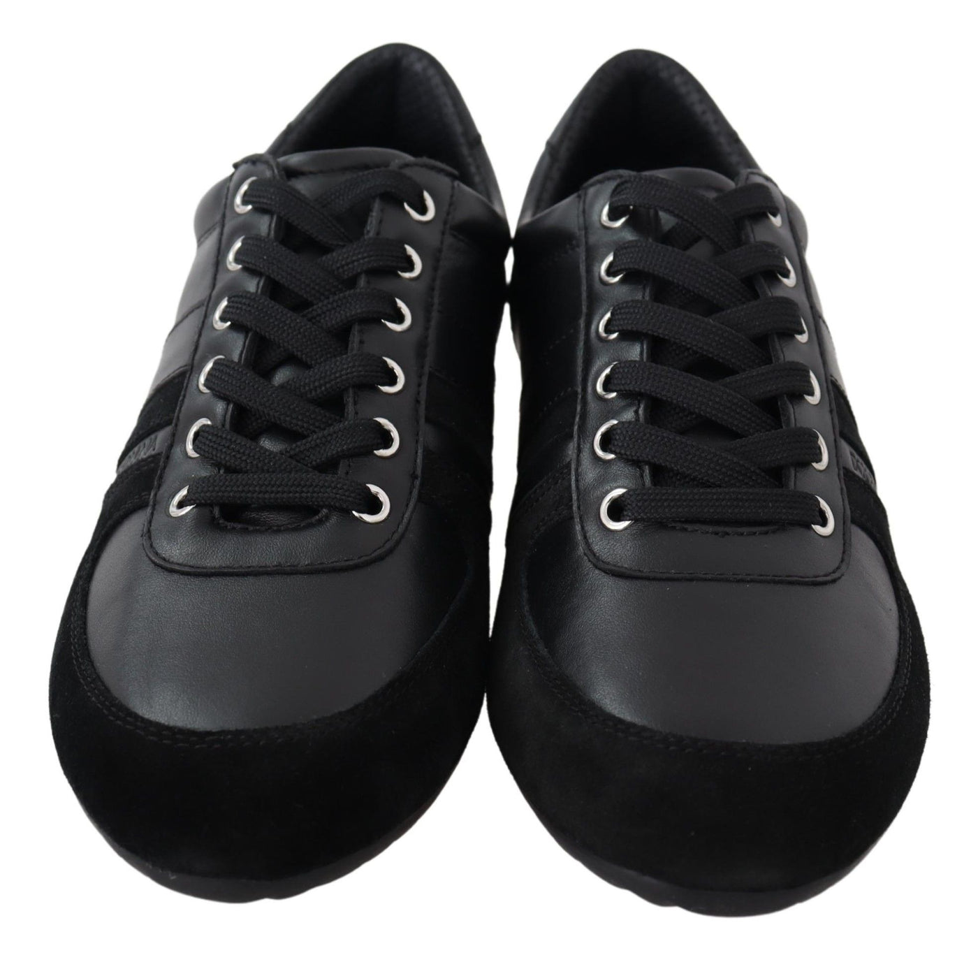 Dolce & Gabbana Schwarz Logo Leder Casual Turnschuhe Schuhe