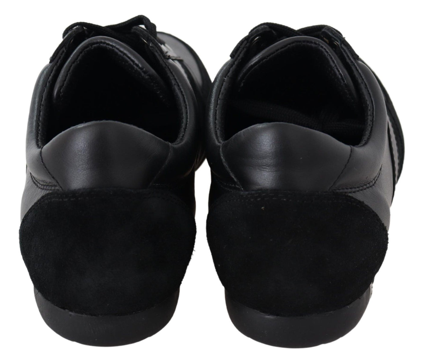 Dolce & Gabbana Schwarz Logo Leder Casual Turnschuhe Schuhe
