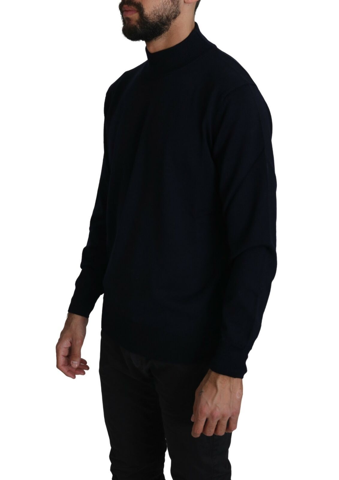 MILA SCHÖN Dunkelblauer Pullover mit Rundhalsausschnitt aus 100% Wolle