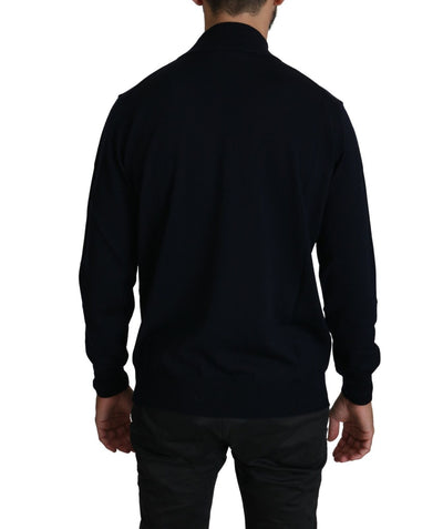 MILA SCHÖN Dunkelblauer Pullover mit Rundhalsausschnitt aus 100% Wolle