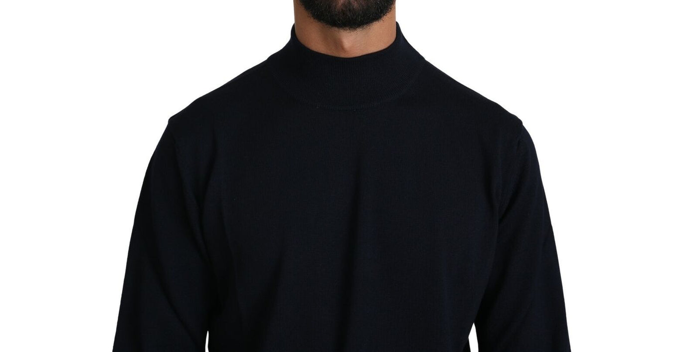 MILA SCHÖN Dunkelblauer Pullover mit Rundhalsausschnitt aus 100% Wolle