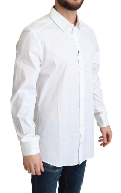 Dolce & Gabbana Weißes Baumwoll-Stretch-Hemd für Männer, formell