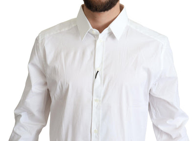Dolce & Gabbana Weißes Baumwoll-Stretch-Hemd für Männer, formell