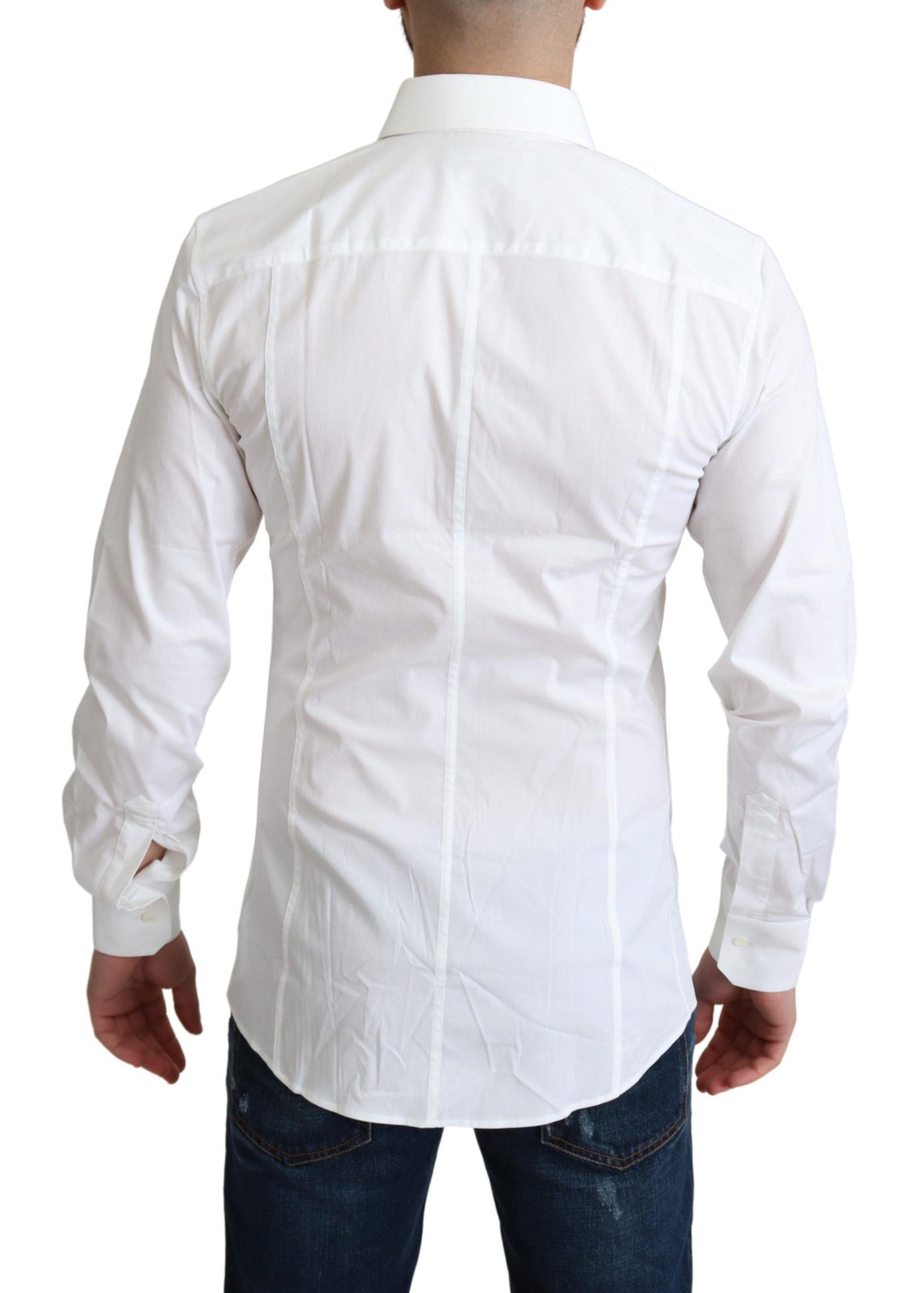 Dolce & Gabbana Weißes Baumwoll-Stretch-Hemd für Männer SICILIA Formal