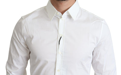 Dolce & Gabbana Weißes Baumwoll-Stretch-Hemd für Männer SICILIA Formal