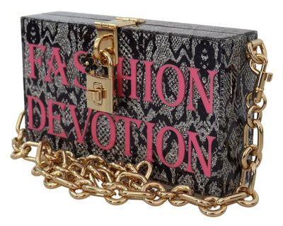 Dolce & Gabbana Graue Mode Devotion Kupplung Plexi SICILY BOX Geldbörse