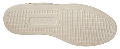 Dolce & Gabbana Weiß Wildleder Leder Herren Low Tops Turnschuhe