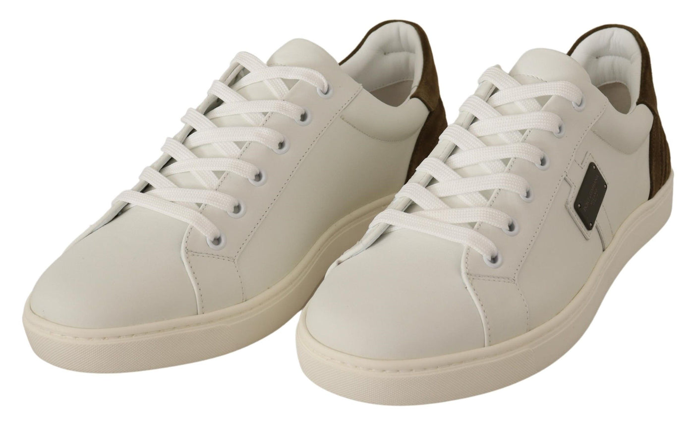 Dolce & Gabbana Weiß Wildleder Leder Herren Low Tops Turnschuhe