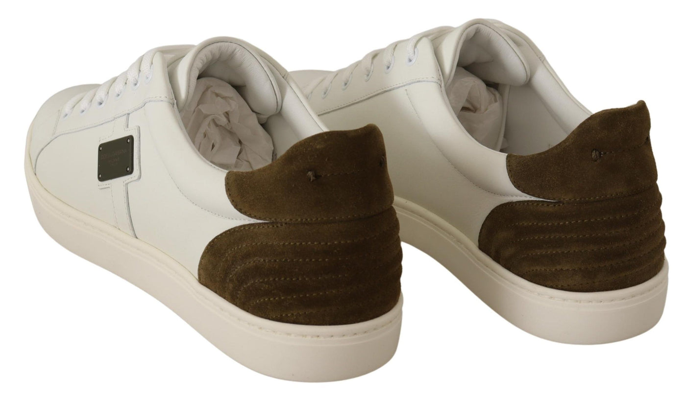 Dolce & Gabbana Weiß Wildleder Leder Herren Low Tops Turnschuhe