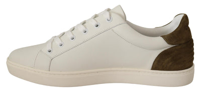 Dolce & Gabbana Weiß Wildleder Leder Herren Low Tops Turnschuhe